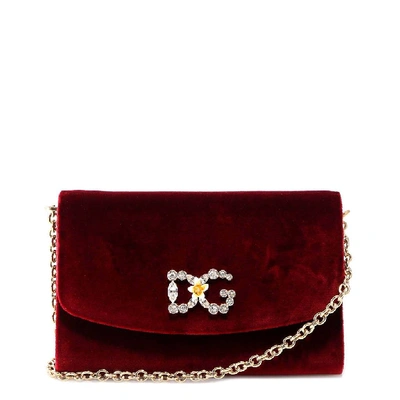 Shop Dolce & Gabbana Crystal Dg Logo Shoulder Bag In Red