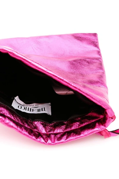 Shop Attico Metallic Drawstring Bucket Tote Bag In Pink