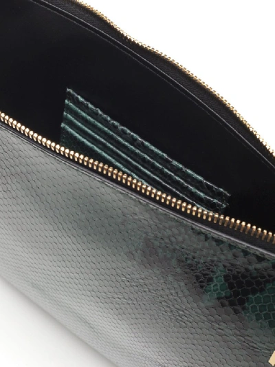 Shop Marni Python Effect Zipped Clutch In Green