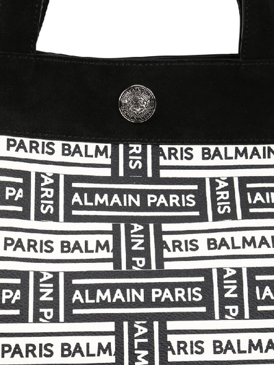 Shop Balmain All Over Logo Tote Bag In Multi