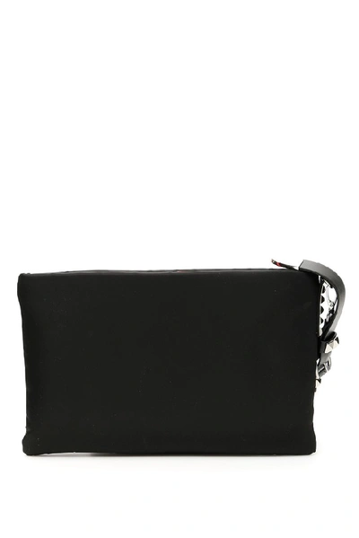Shop Prada Logo Stud Strap Clutch Bag In Black
