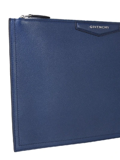 Shop Givenchy Antigona Zipped Pouch In Blue