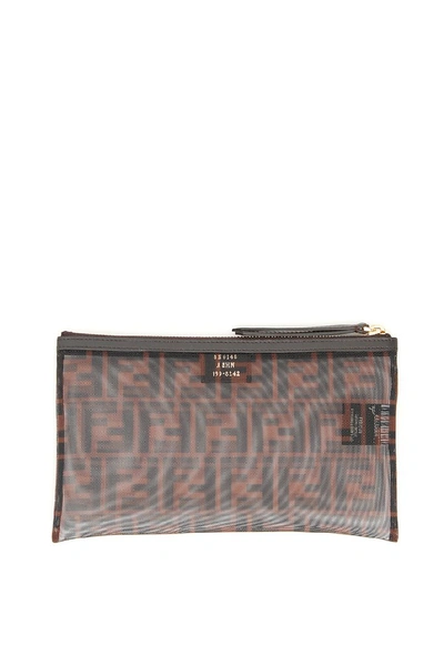 Shop Fendi Ff Zipped Clutch Bag In Multi