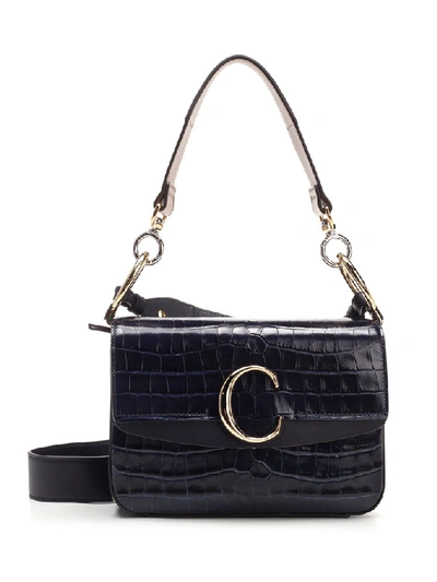 Shop Chloé C Double Shoulder Bag In Blue