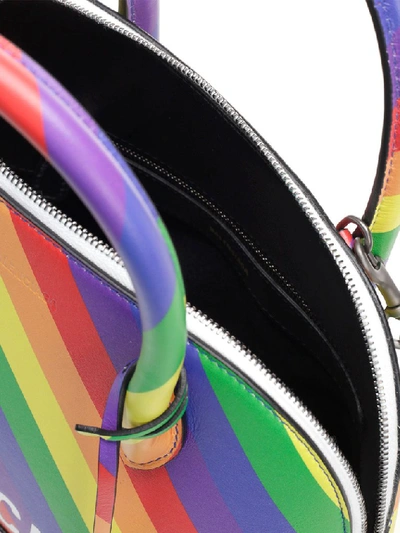 Shop Balenciaga Small Ville Rainbow Striped Top Handle Bag In Multi