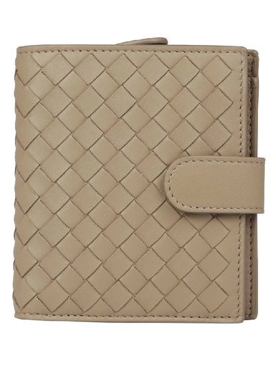 Shop Bottega Veneta Woven Mini Wallet In Beige