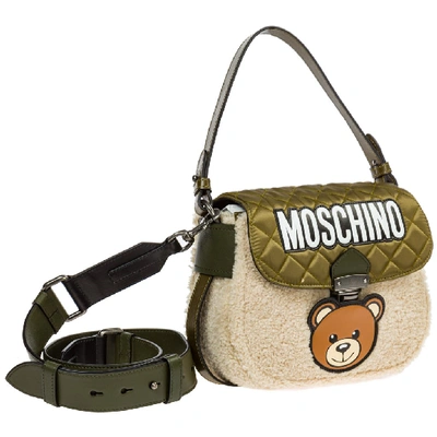 Shop Moschino Teddy Logo Foldover Shoulder Bag In Multi