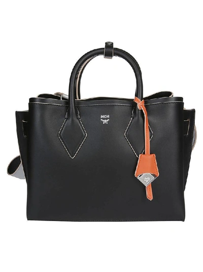 Shop Mcm Logo Print Tote Bag In Black