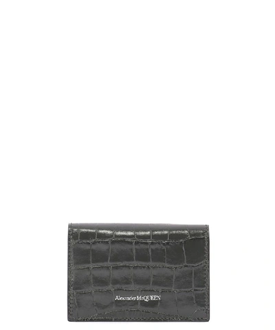 Shop Alexander Mcqueen Skull Embellished Cardholder In Grey