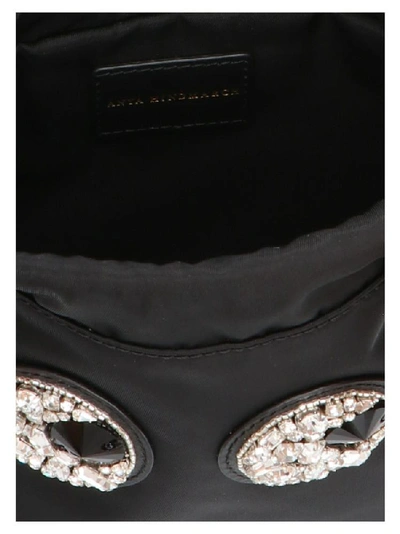 Shop Anya Hindmarch Embellished Eyes Clutch Bag In Black