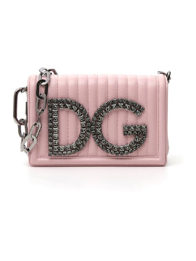 Shop Dolce & Gabbana Quilted Chain Shoulder Bag In Pink