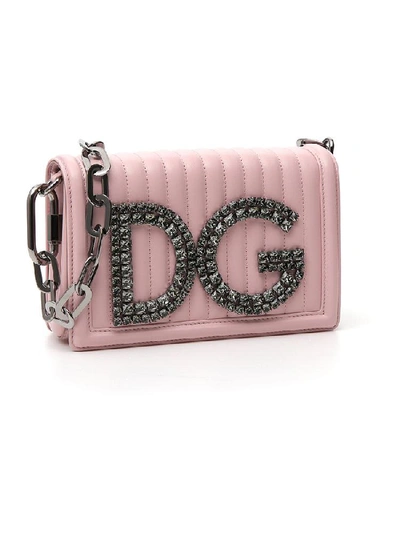 Shop Dolce & Gabbana Quilted Chain Shoulder Bag In Pink