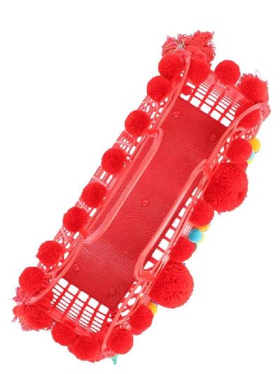 Shop Dolce & Gabbana Kendra Caged Pom Pom Tote Bag In Red