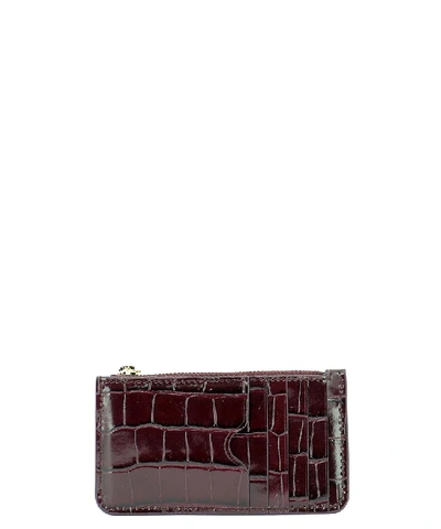 Shop Alexander Mcqueen Croc Effect Skull Charmed Wallet In Red