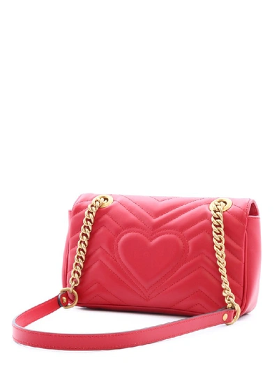 Shop Gucci Gg Marmont Matelassé Mini Shoulder Bag In Red