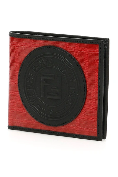 Shop Fendi Logo Embossed Bifold Wallet In Red