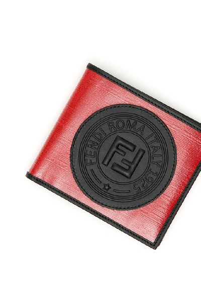 Shop Fendi Logo Embossed Bifold Wallet In Red