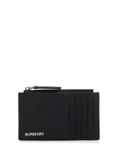 Shop Burberry Logo Zipped Card Holder In Black
