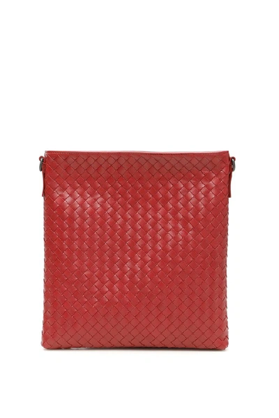 Shop Bottega Veneta Woven Messenger Bag In Red