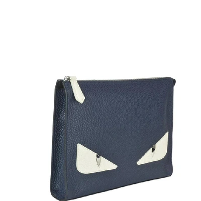 Shop Fendi Bag Bugs Zipped Pouch In Blue