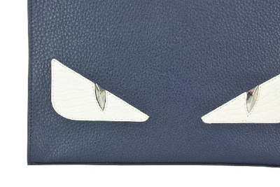 Shop Fendi Bag Bugs Zipped Pouch In Blue