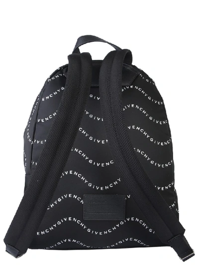 Shop Givenchy Wave Logo Print Zipped Backpack In Black