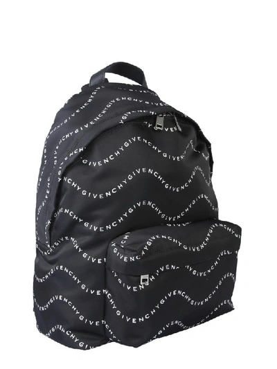 Shop Givenchy Wave Logo Print Zipped Backpack In Black