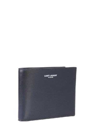 Shop Saint Laurent Logo Bifold Wallet In Black