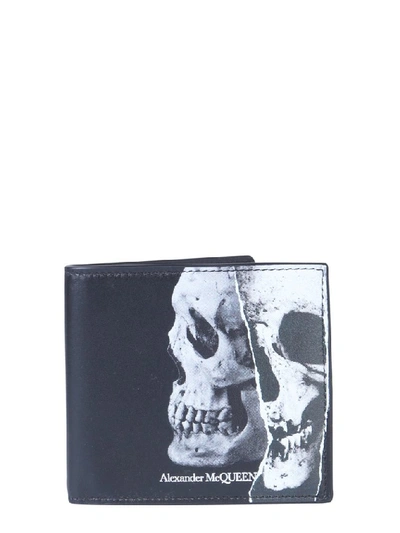 Shop Alexander Mcqueen Skull Print Bifold Wallet In Black