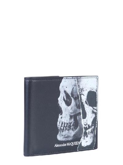 Shop Alexander Mcqueen Skull Print Bifold Wallet In Black