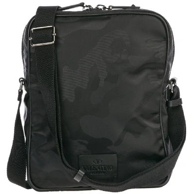 Shop Valentino Camouflage Messenger Bag In Black