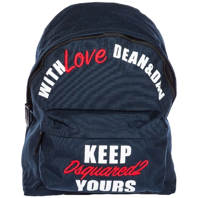 Shop Dsquared2 Embroidered Logo Backpack In Blue