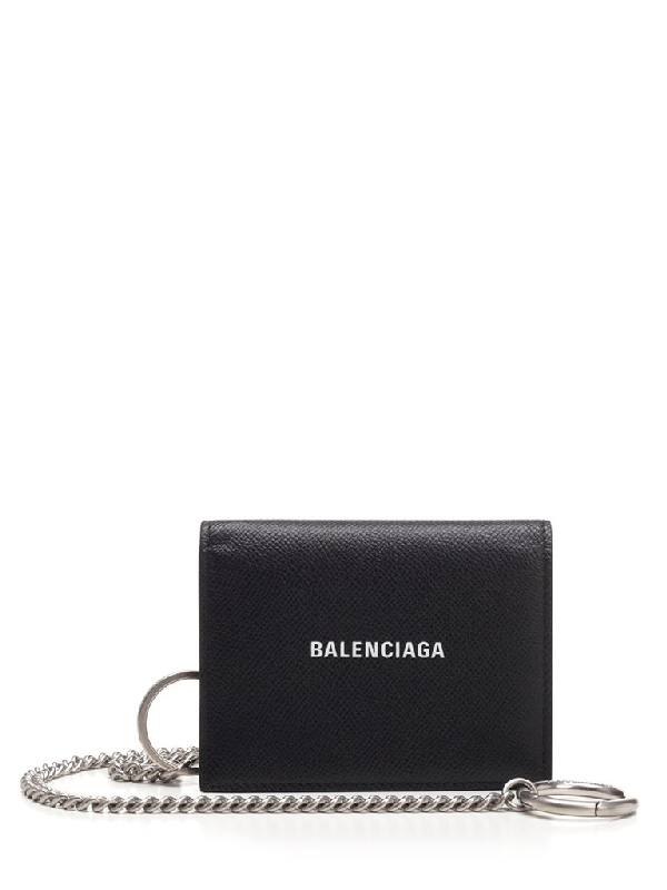 balenciaga leather wallet on chain