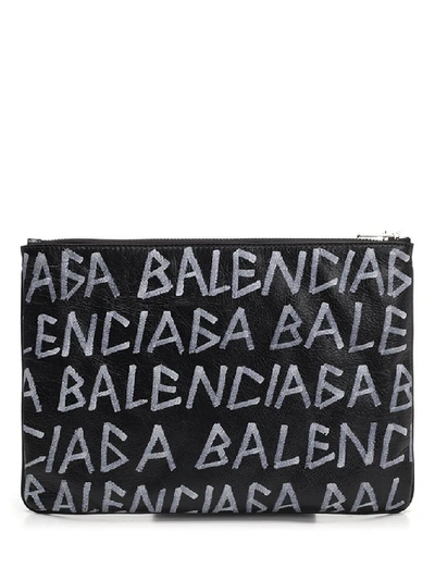 Shop Balenciaga Medium Graffiti Pouch In Black