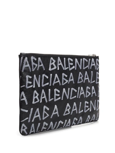 Shop Balenciaga Medium Graffiti Pouch In Black