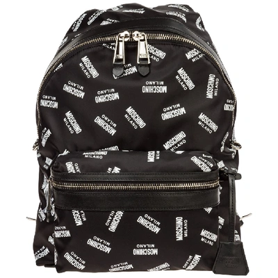 Shop Moschino All Over Logo Backpack In Black