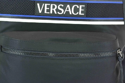 Shop Versace Logo Patch Zipped Backpack In Black