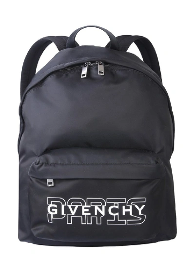 Shop Givenchy Paris Logo Print Backpack In Black