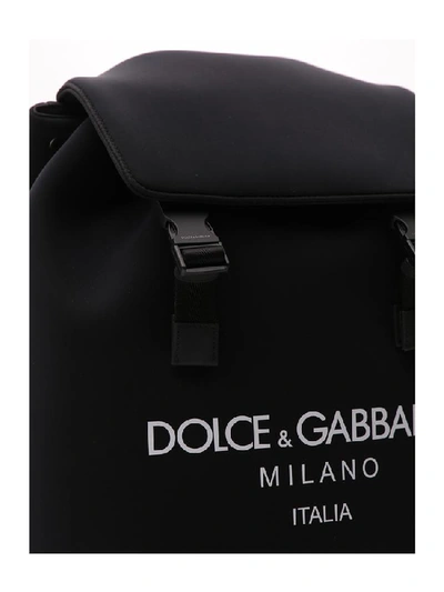 Shop Dolce & Gabbana Logo Foldover Backpack In Black