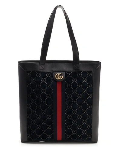 Shop Gucci Gg Web Stripe Tote Bag In Multi