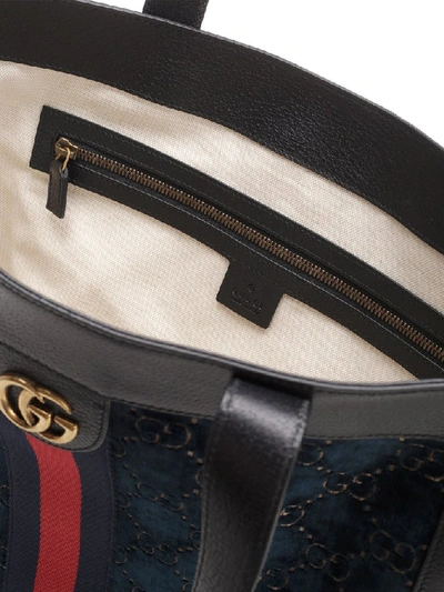 Shop Gucci Gg Web Stripe Tote Bag In Multi