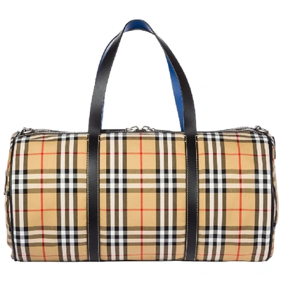 Shop Burberry Large Vintage Check Duffle Bag In Beige