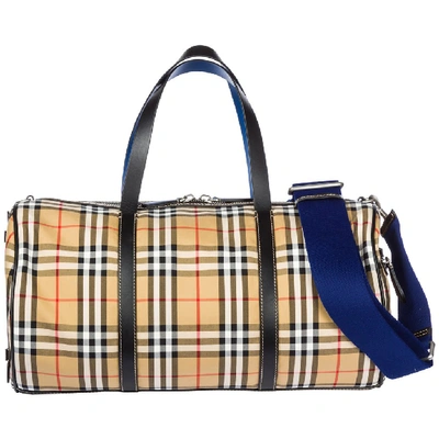 Shop Burberry Large Vintage Check Duffle Bag In Beige