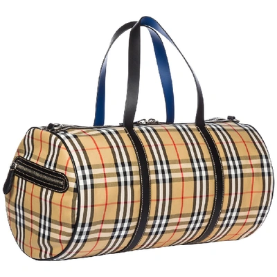 Shop Burberry Large Vintage Check Duffle Bag In Beige
