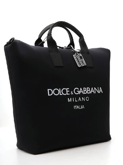 Shop Dolce & Gabbana Logo Print Tote Bag In Black