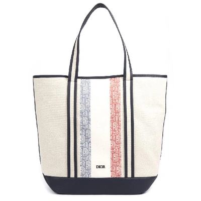 Shop Dior Homme Canvas Logo Tote Bag In Multi