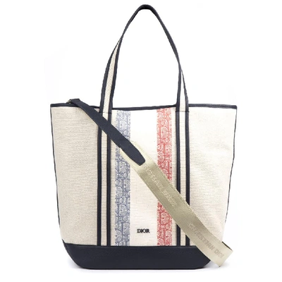 Shop Dior Homme Canvas Logo Tote Bag In Multi