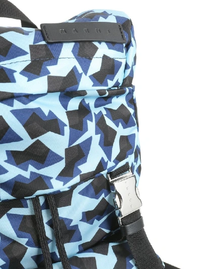 Shop Marni Geometric Print Backpack In Blue