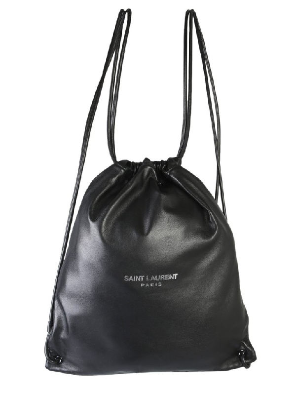 Saint Laurent Teddy Logo Drawstring Backpack In Black | ModeSens
