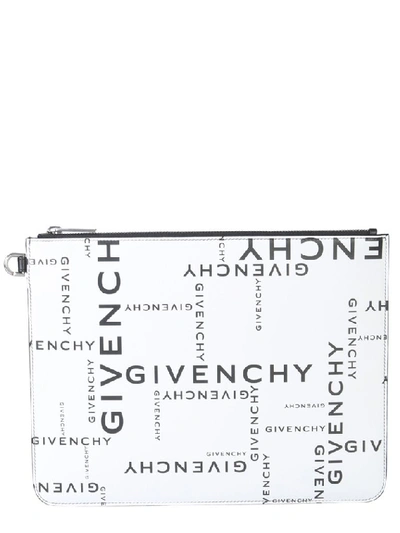 Shop Givenchy Zipped Logo Print Clutch In Multi